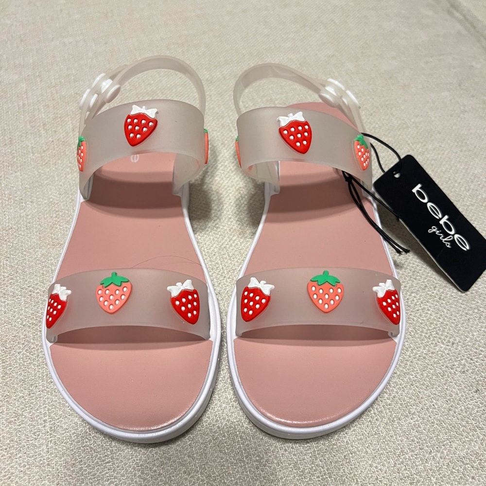 bebe Girls Pink Strawberry Jelly Sandals for little girls Size 13